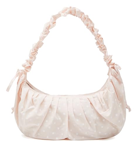 Polka Dot Crossbody Bags for Women Floppy Korean Style Purse Soft Dumpling Bag Shoulder Bag Hobo Bag with Adjustable Strap