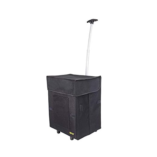 dbest products Bigger Smart Cart, Black Collapsible Rolling Utility Cart Basket Grocery Shopping Teacher Hobby Craft Art
