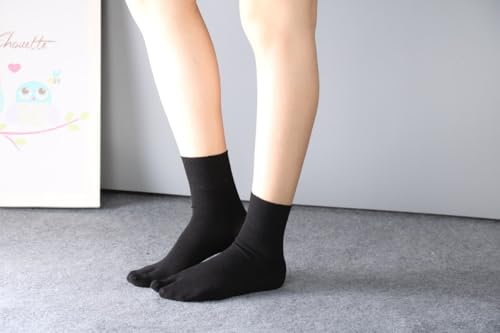 Image of 3 Pair Women Japan Tabi Socks, Split 2 Toe Sandals Thin Breathable Crew Ankle Socks for Athletic Summer Run Spring