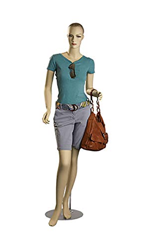Female Caucasian Complexion Fiberglass Mannequin - Size 6 Height 5 11  - Molded Brown Hair - with Base