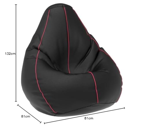 Image of Biggie Bean Bag with Beans Filled 6XL- Official: Bailey & Bakers Bean Bags - Max User Height : 6-6.5 Ft. - Weight : 99-110 Kgs(Model: Black Pink)
