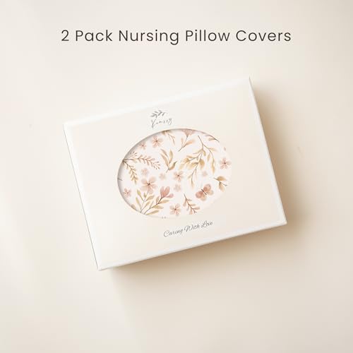 Image of Konssy 2 Pack Nursing Pillow Covers, Soft and Comfortable Nursing Cover for Breastfeeding Pillows, Pillow Slipcover for Baby Girls Boys Newborn(Pink, Pink Spring)
