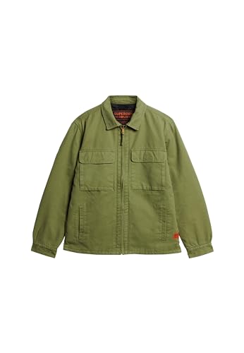 Superdry Surplus Chaqueta camisera con cremallera completa para hombre, verde oliva, XL, verde oliva, XL