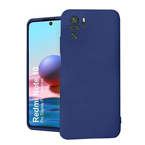 Image of Liquid Silicone Back Cover for Redmi Note 10 / Redmi Note 10S | Inner Microfiber Velvet | Camera Protection Anti Shock Back Case (Blue)