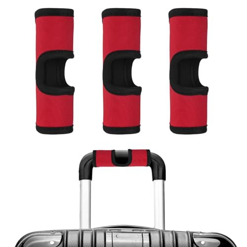 TIXIPEM Luggage Handle Wrap [3PCS] - Neoprene Luggage Identifiers Hollow Design Use for Push-Button Luggage Suitcase & Trolley Case - [Red-6IN/15CM] Comfort Grip Handle Cover