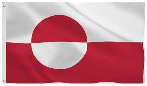 Greenland Flag 3x5FT, Greenlanders National Flag, Canvas Header, Double Stitched,UV Resistant with Brass Grommets. (single, 3X5)