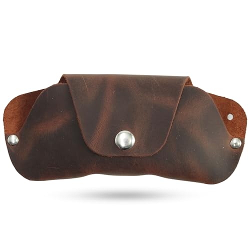 Image of Toprank Leather Eyeglass Case - Handmade Slim Sunglasses Holder, Genuine and Universal Fit for Men and Women