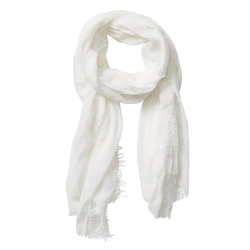 Generisch 2026 - Bufanda suave de mujer estilo liso con flecos de borde largo bufanda invierno mujer cachemira, Blanco, talla única