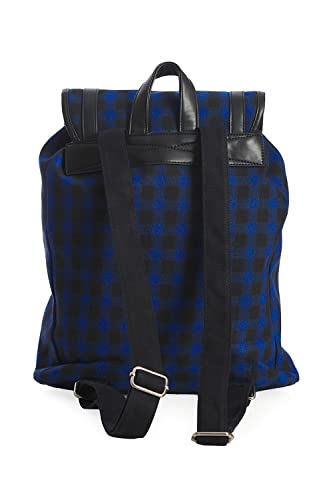 Lost Queen Yamy Tartan Skull Drawstring Plaid Punk Emo Handbag Backpack (Blue)4