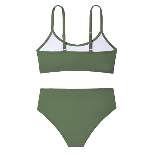 Image of Zando Girls Swimsuit Two Piece - Adjustable Strap Bathing Suit Solid Color Bikini Sets for Teens Girl Beach Swimwear