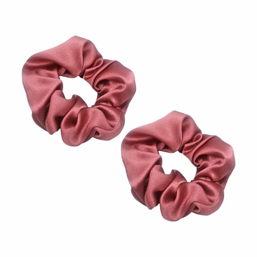 Scrunchies Coletero para mujer, 2 unidades de gomas de pelo de seda suave para niñas, satén Invisibobble Scrunchie, gomas para el pelo largo y fino o rizado (rosa guisante)