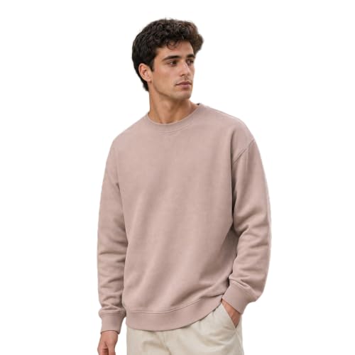 Image of Nobero Oversized Sweatshirts for Man Stylish Crew Neck | 280 GSM Rich Cotton Fleece Solid Oversized Fit Full Sleeve Sweatshirt for Men | Stylish Casual Wear Winter Sweatshirt for Men