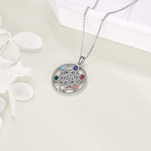 YFN Chakra Necklace Sterling Silver 7 Chakra Gemstone Pendant Spiritual Yoga Jewelry for Women Men3