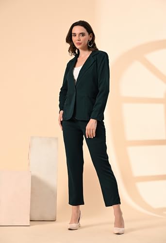 Image of Women's 3-Piece Suit Set | Solid Cotton Blend Blazer, Trousers & Camisole Top | Professional Office & Business Wear Outfit