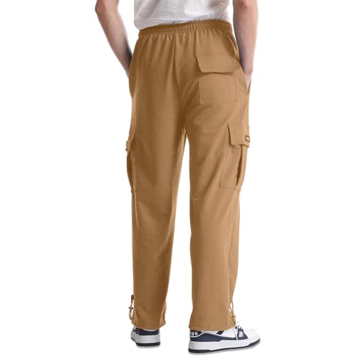 Cargo Pants for Men Baggy Ripstop Chinos Outdoor Travel Hiking Pants Drawstring Waist Cargo Sweatpants with Pockets3