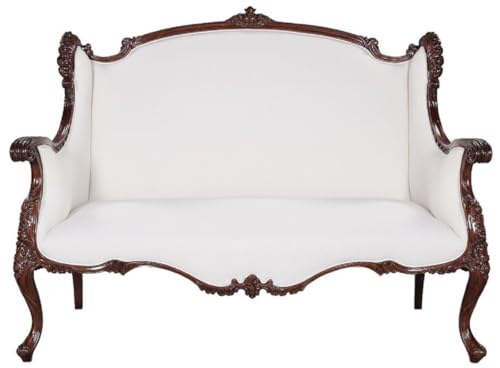 Casa Padrino Luxus Barock Sofa Weiß/Dunkelbraun - Prunkvolles Wohnzimmer Sofa im Barockstil - Barock Wohnzimmer Möbel - Edel & Prunkvoll – Bild 4