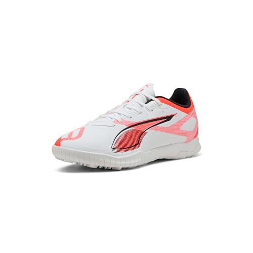 PUMA Men's Ultra 5 Play Turf Trainer Soccer Cleats, 9, White Black-Glowing Red, 9