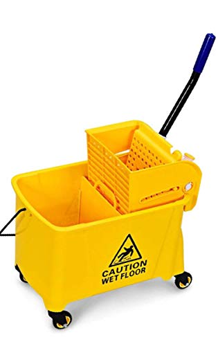Image of Nightcore Commercial Mop Bucket and Side Press Cleaning Wringer Portable Trolley On Wheels,All-in-one Tandem Floor Cleaning,Wavebrake. Ideal for Household,Commercial (21 Quart)