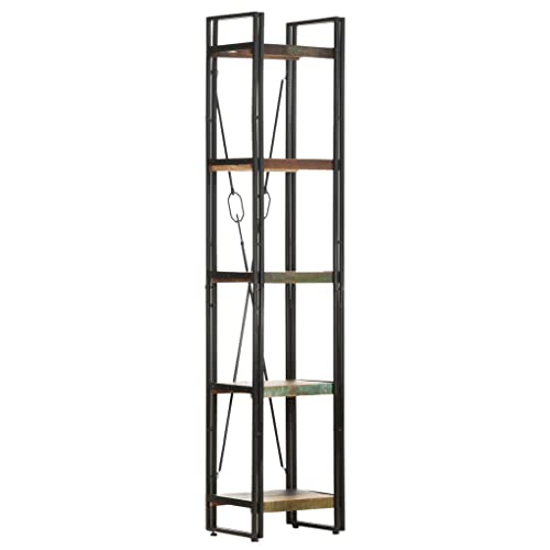 Inlife 5-Tier Bookcase 15.7"X11.8"X70.9" Solid Reclaimed Wood-Multicolour #TOP16