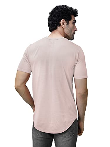 Image of The Souled Store Nude Pink Mens and Boys Solid Supima Cotton Drop Cut T-Shirts