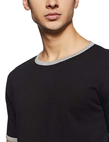 Image of ABOF Men's Solid Slim fit T-Shirt (BOA19AMCWTE3019100 Black S