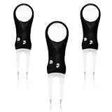 LOVMEAD 3 Stück Golf Pitchgabel mit Golfball-Marker, Faltbare Edelstahl Golf Divot Tool Golf Divot Reparatur Werkzeug, Golf Training Zubehör für Golf Reparaturzubehör(Schwarz 3 Stück)
