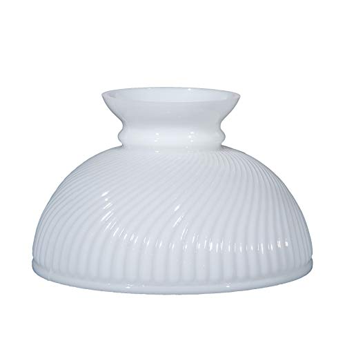 Image of B&P Lamp 10 inch Opal White Swirl Ribbed Student Lamp Shade with Plain Top