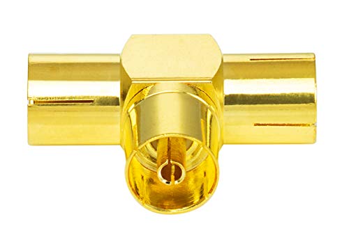 POPPSTAR 2x Sat TV Coax Adapter Distributor T-piece (3x IEC antenna socket) for coaxial cable Antenna cable gold-plated - Image 2