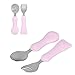 Zastawa stołowa dla niemowląt, łyżka ze stali nierdzewnej, kreskówka 2 sztuki dla niemowląt dzieci(Różowy)