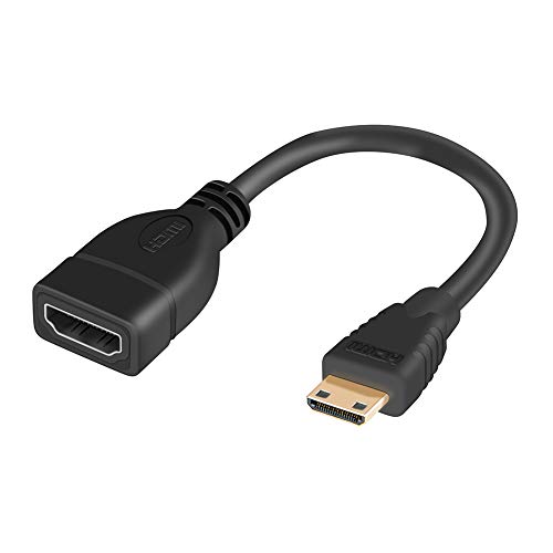 CableCreation Mini HDMI to HDMI Cable, 0.5ft Mini-HDMI Male to HDMI Female Adapter, Support 1080P Full HD, 3D, for Camera, Camcorder, Graphics Card, Laptop,Tablet, HDTV,Projector, 0.15M, Black