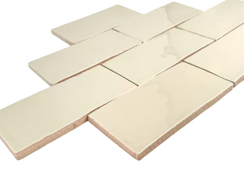 3X6 Handmade Look Ceramic Subway Tile For Bathroom Walls, Kitchen Backsplashes (Box Of 5.5 Sq Ft - 44 Pieces) (Not Peel And Stick) (Cream) #TOP3