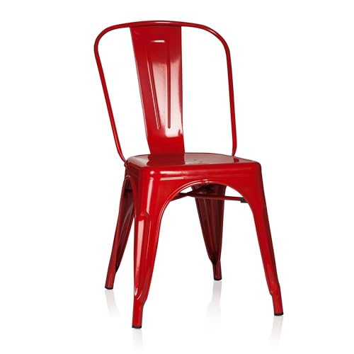 hjh OFFICE 645021 Bistrostuhl VANTAGGIO Comfort Metall Rot im Industry-Design, stapelbar
