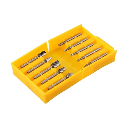 Wlinfetity Set di 10 frese per fresa HSS, gambo da 3 mm, lime rotanti per intagliare, smussare e levigare legno, plastica, resina