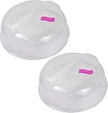 (2 Pack) Plastic Microwave Plate Cover Splatter Guard with Steam Vented Clear Lid