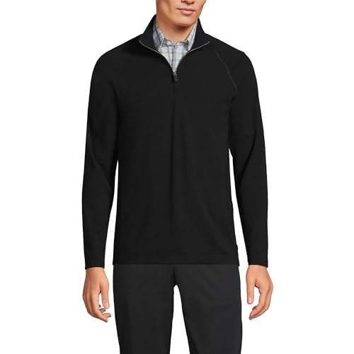 Lands' End Men's Long Sleeve Flex Performance Quarter Zip X-Large Black