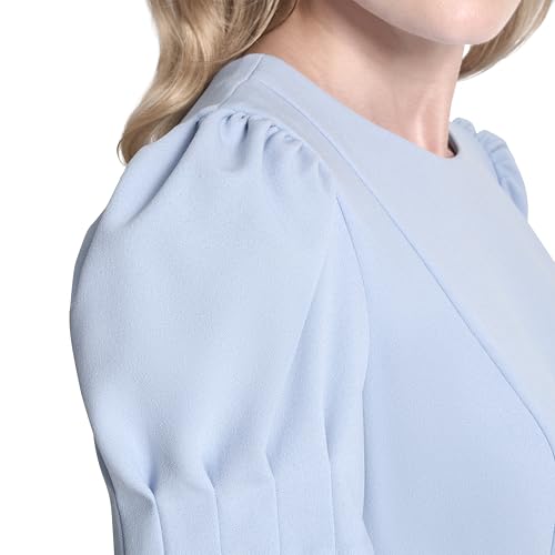 Image of DKNY Women's Short Puff Sleeve Knee Length Sheath Dress with Exposed Back Zipper