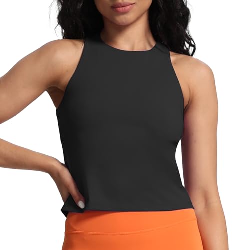 Aoxjox Crop Tops for Women Mid-Length Longline Workout Sports Kennedy Training Tank2