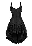 Kranchungel Women's Steampunk Costumes Corset Dress Halloween Cosplay Party Moulin Rouge Masquerade Gothic Corset Skirt Set 4X-Large Black