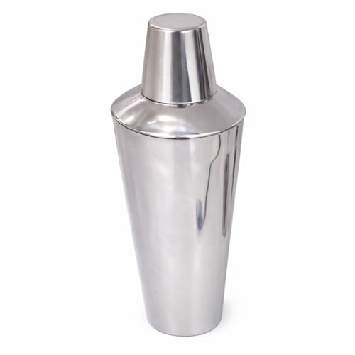 Chabrias Ltd 3-Piece Stainless Steel Cocktail Shaker 795ml (28oz) with Built-in Strainer – Cobbler Martini Mixer for Home Bar – Dishwasher Safe, Leak-Resistant Lid, Silver