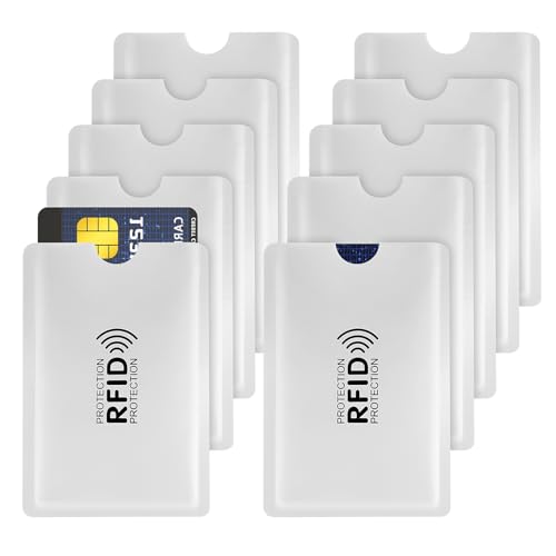 Ouligay 10PCS RFID Blocking Sleeves RFID Card Protector Sleeves Identity Theft Protection Secure Sleeves Set Waterproof Aluminium Foil Slim Design for Credit, Debit, Metro, Green Cards