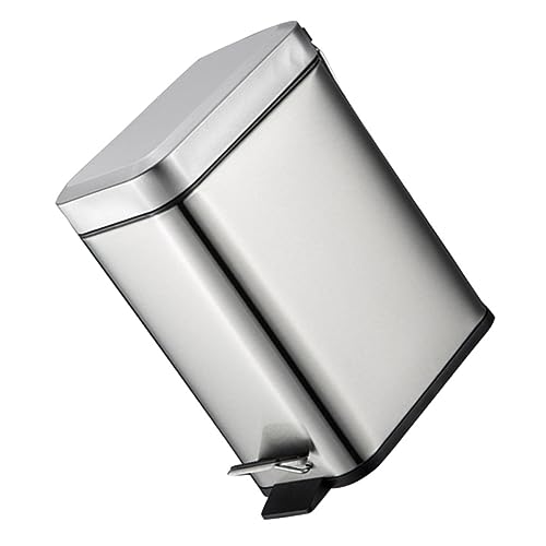ROMANSENTIAL Bote De Basura De Acero Inoxidable Bote De Basura Al Aire Libre Cubo De Basura Al Aire Libre Con Tapa Mini Bote De Basura Cubo De Basura Cocina Silver