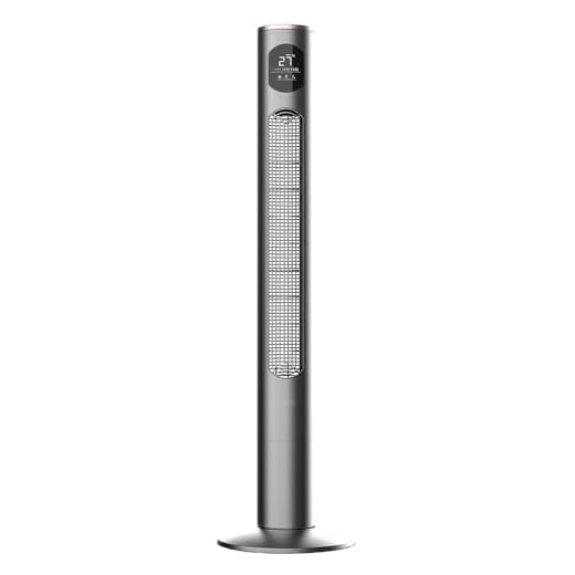 Cecotec - Ventilateur de Colonne EnergySilence 9090 Skyline Smart - 50 W Diamètre 116 cm, LED et Télécommande, Minuterie de 7,5 Heures, 3 Vitesses et 3 Modes, Gris