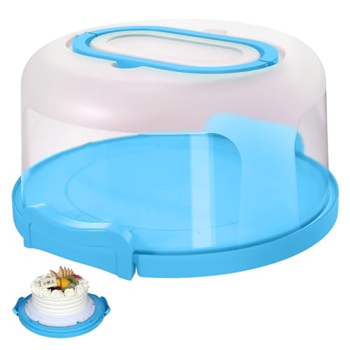 Stibzeup Porterador de pastel con tapa y manejo de 10 espesor PP portador de pastel portátil con recipiente redondo reutilizable de tapa transparente para cupcake, postre
