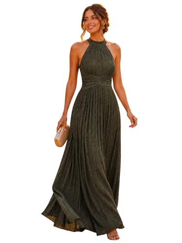 Image of Ever-Pretty Women's Elegant Halter Formal Dresses Evening Gowns Pleated Glitter Floor Length Wedding Guest Dress 41961