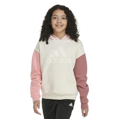 adidas Girls' Long Sleeve Graphic Fleece Hooded Pullover3