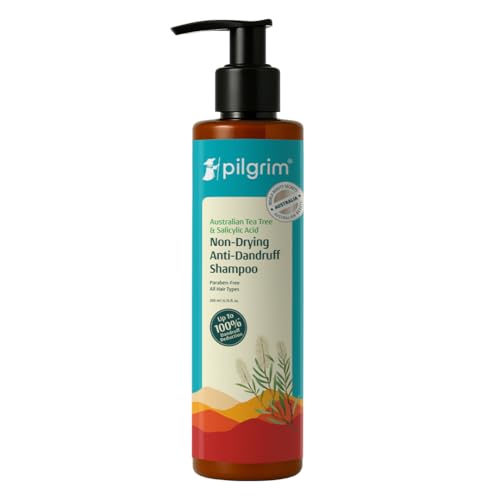 Pilgrim Anti-Dandruff Shampoo with Australian Tea Tree & Salicylic Acid | Non-Drying Itchy Scalp Treatment | Reduces Visible Flakes | Suitable for All Hair Types | 6.76 Fl Oz (200ml)