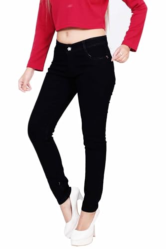 Image of Women's Stretchable Skinny Fit Jeggings High Waist Denim Look Pants for Girls & Ladies Soft Comfortable Slim Fit Jeans Perfect for Casual, Work, Travel & Party
