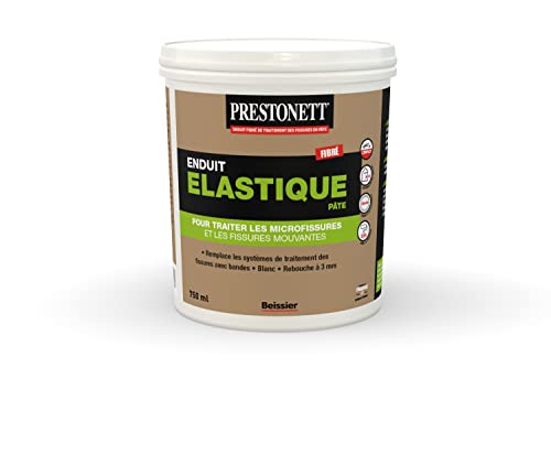 PRESTONETT ELASTIQUE - POT de 750 ML - Prêt à l'Emploi - Enduit Élastique Fibré de Traitement Des Fissures - Blanc - Intérieur/Extérieur -Traitement de Microfissures et Fissures Mouvantes - BEISSIER Cover