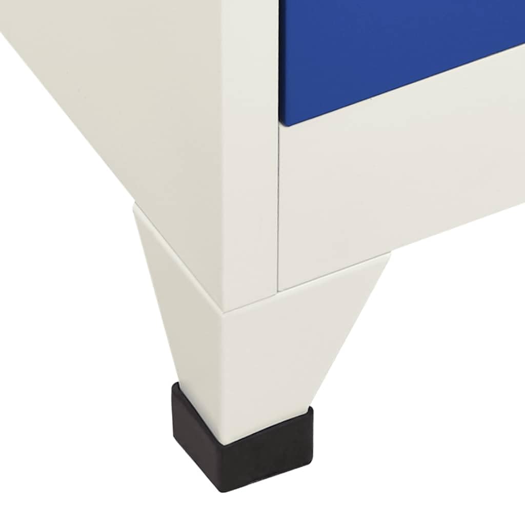 Armoire à casiers verrouillables avec 6 compartiments en acier, 90 x 40 x 180 cm, gris et bleu, pour vestiaire avec tringle à vêtements et porte-nom