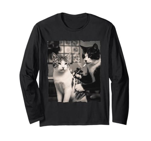Vintage Cat Smoking Tattoo Inked Kitty Artist Funny Tattooin Long